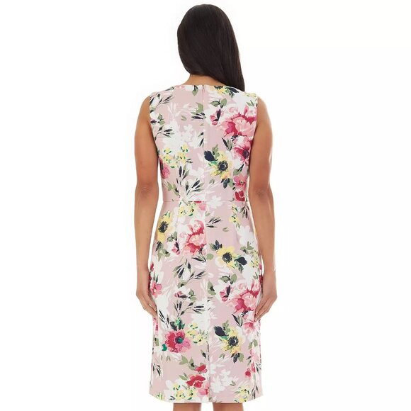 Apt 9 Dress Womens Size 18 Pink Floral Sleeveless Sheath midi below knee Spring - Picture 4 of 16